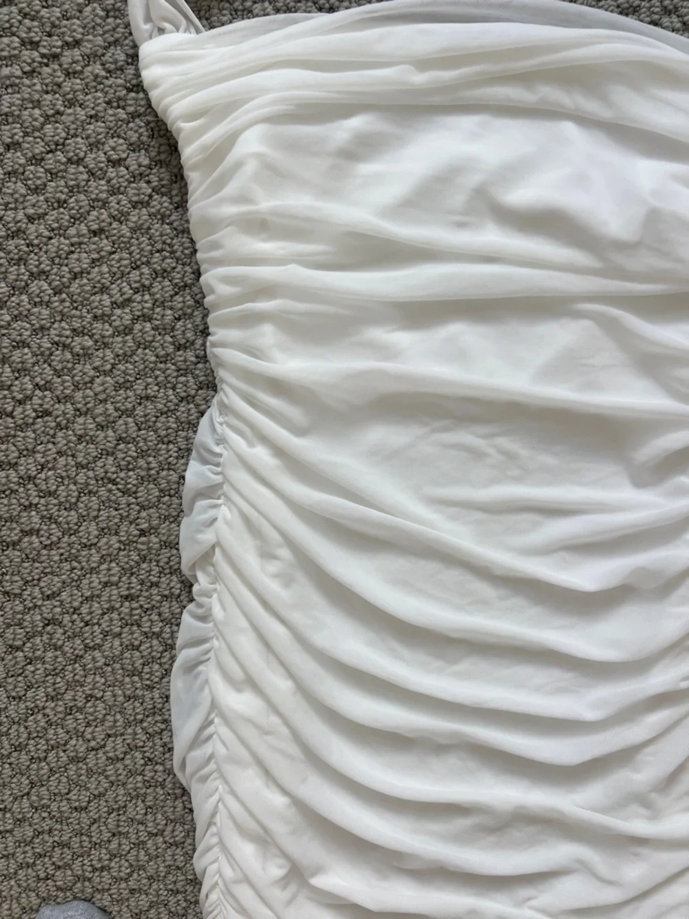White Ruched Bandeau Dress with Halter Tie - Womens size medium - Picture 3 of 6